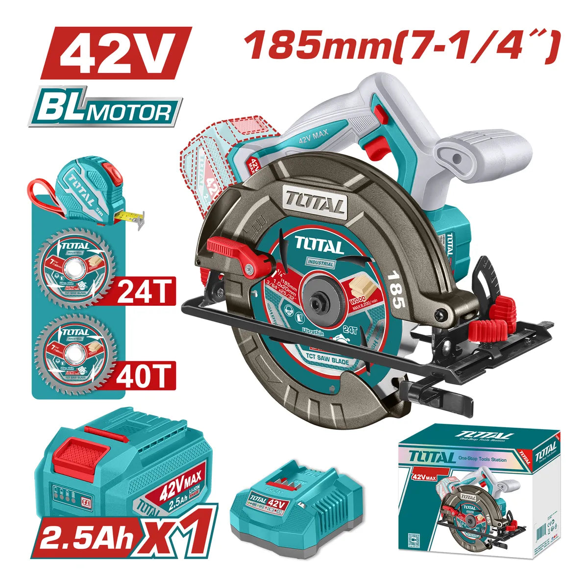 Sierra Circular INALAMBRICA Total INDUSTRIAL A Batería 42V