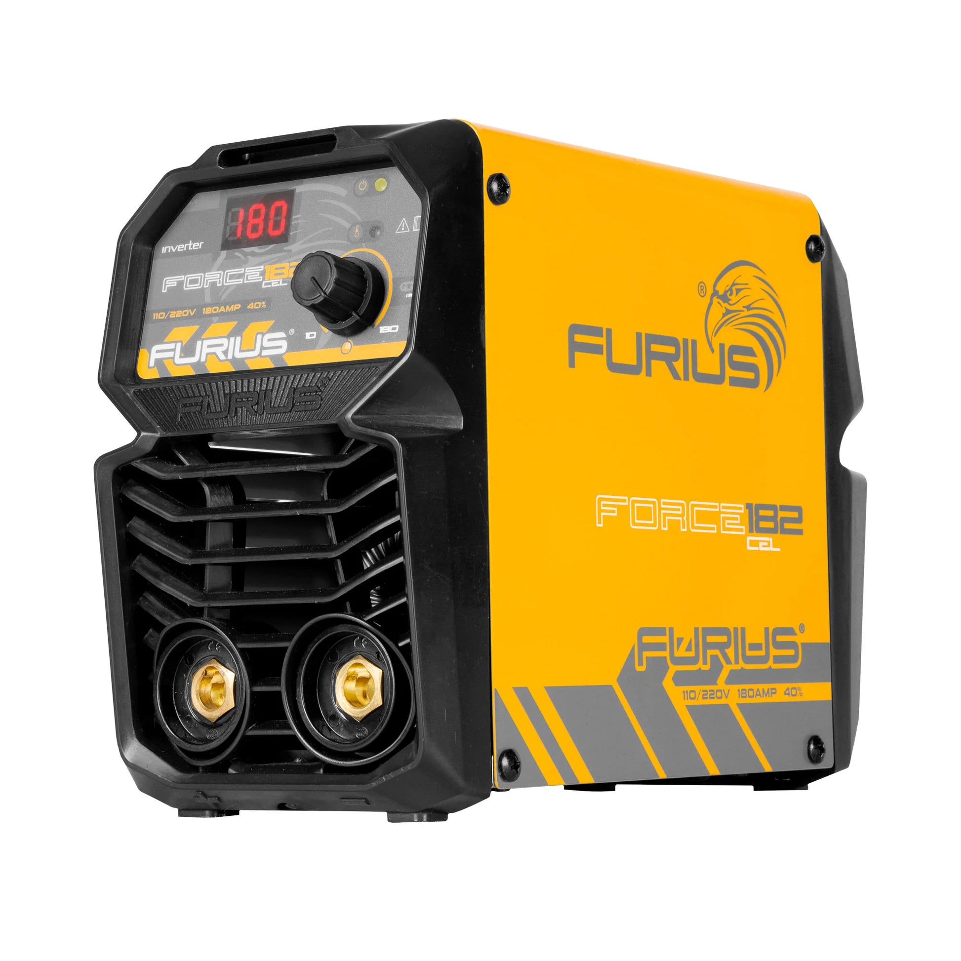 Soldador Inversor FURIUS FW182 180A Bivoltaje 110/220V | Equipo de Soldadura Portátil con Cables y Pinzas Porta Electrodo