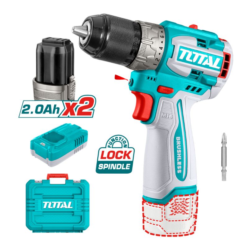 Taladro Percutor Inalámbrico 16V 1/2” | 60Nm + 2 Baterías 2.0Ah y Cargador Incluido