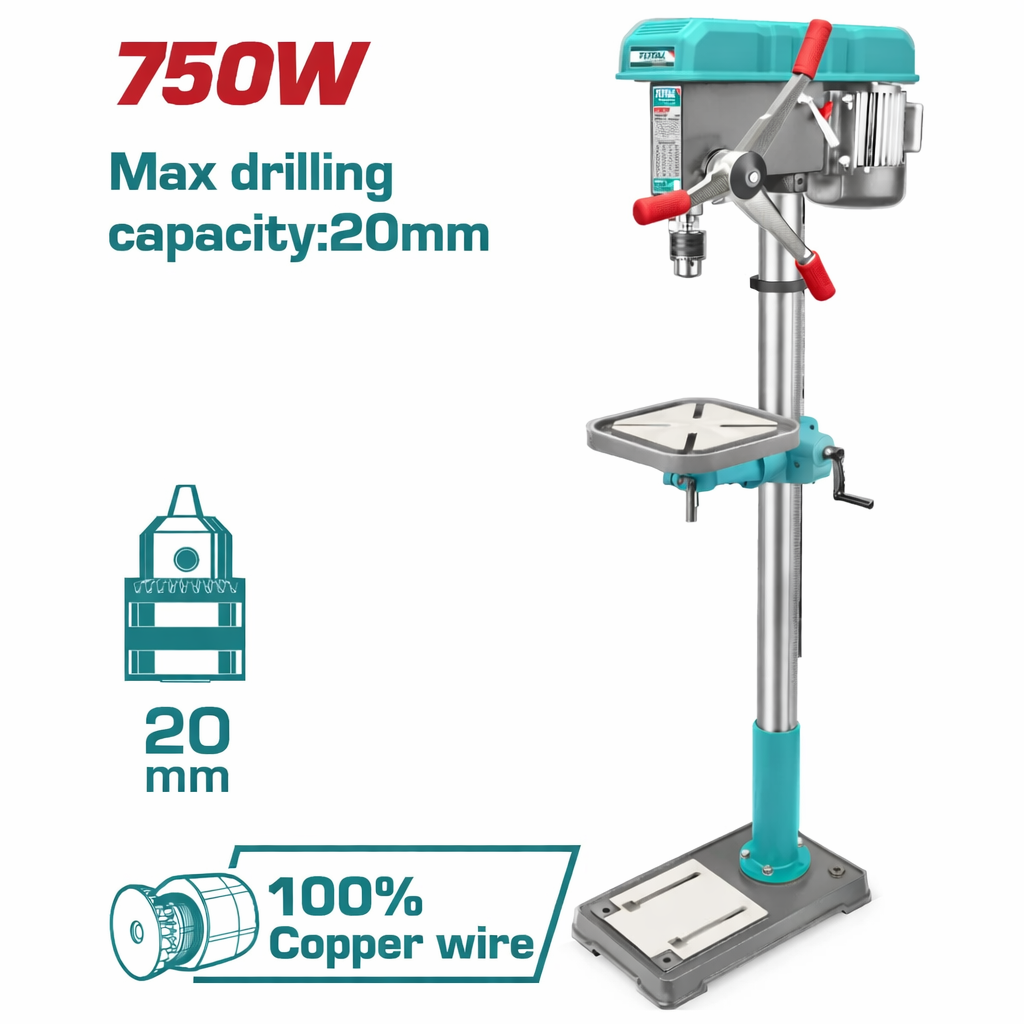 TALADRO DE BANCO TOTAL INDUSTRIAL 750W 16 VELOCIDADES 50/64” INDUSTRIAL
