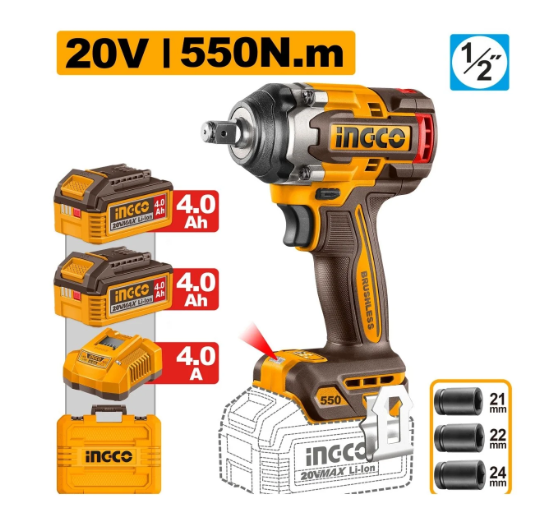 Llave De Impacto M1/2 20V 550Nm 2500Rpm Brushless INGCO Uciwli2055